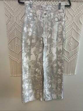 Hollister Women's Gray Marble-Print Wide Leg Jeans